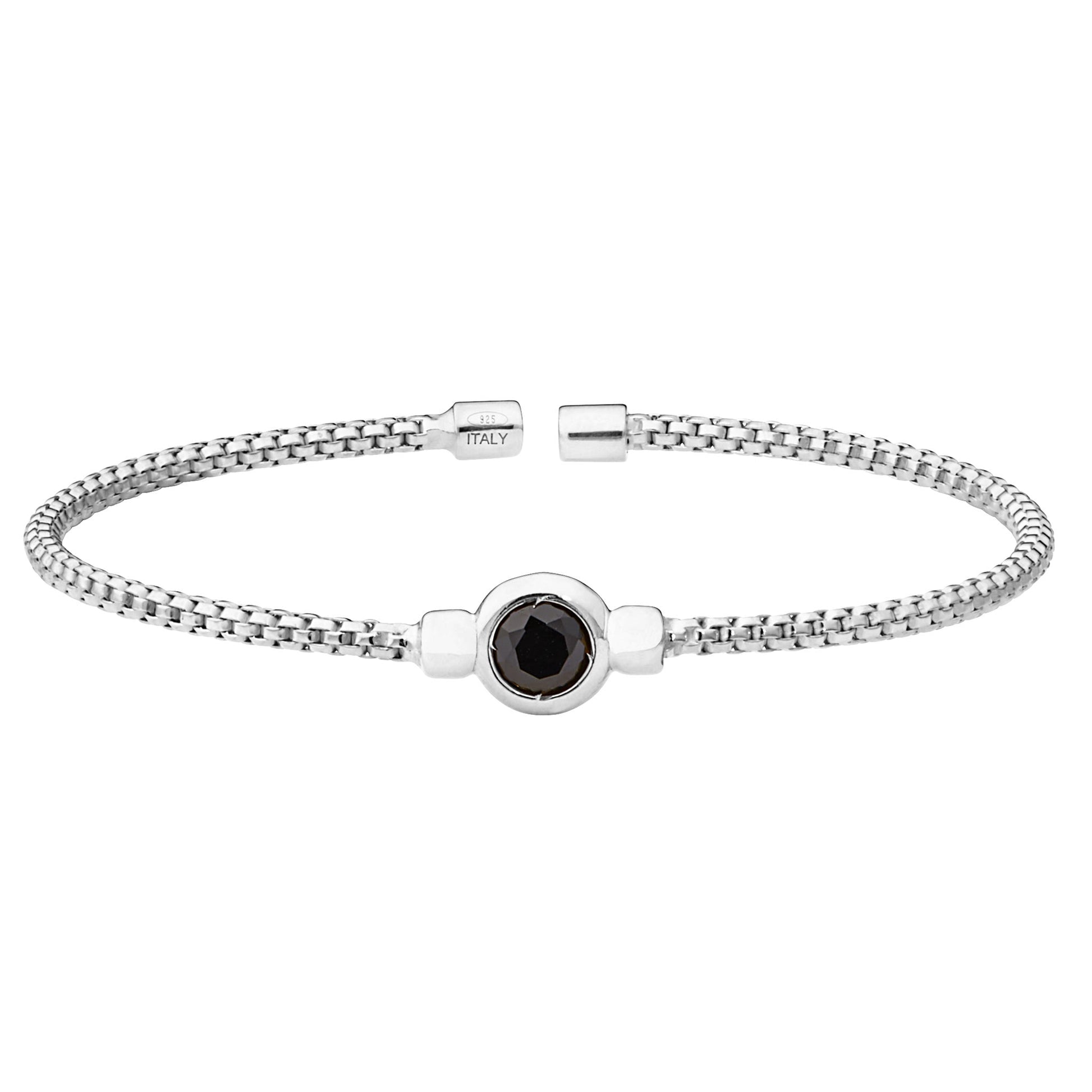 A gemstone flexible cable box link bracelet displayed on a neutral white background.