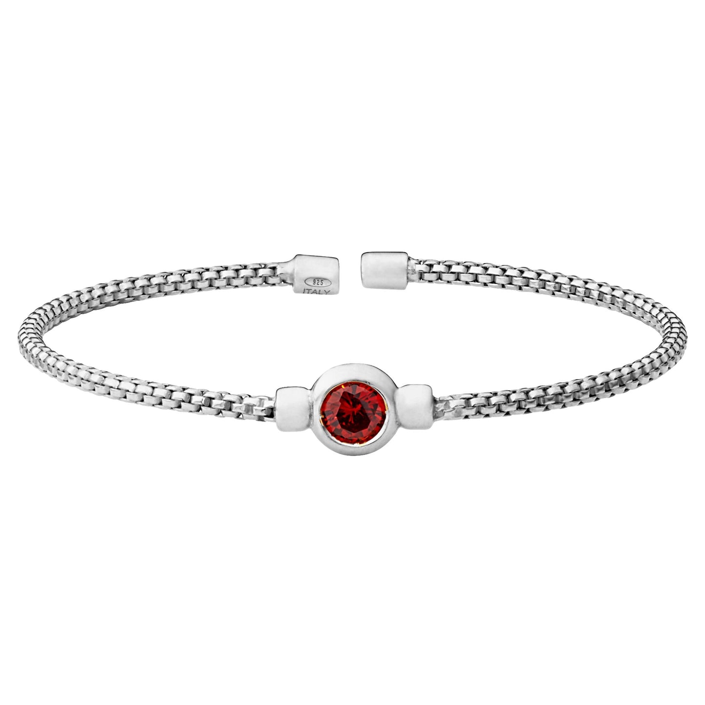 A gemstone flexible cable box link bracelet displayed on a neutral white background.