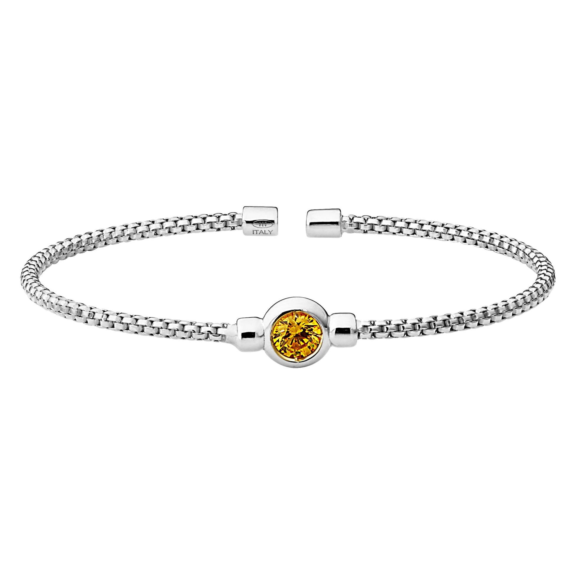 A gemstone flexible cable box link bracelet displayed on a neutral white background.