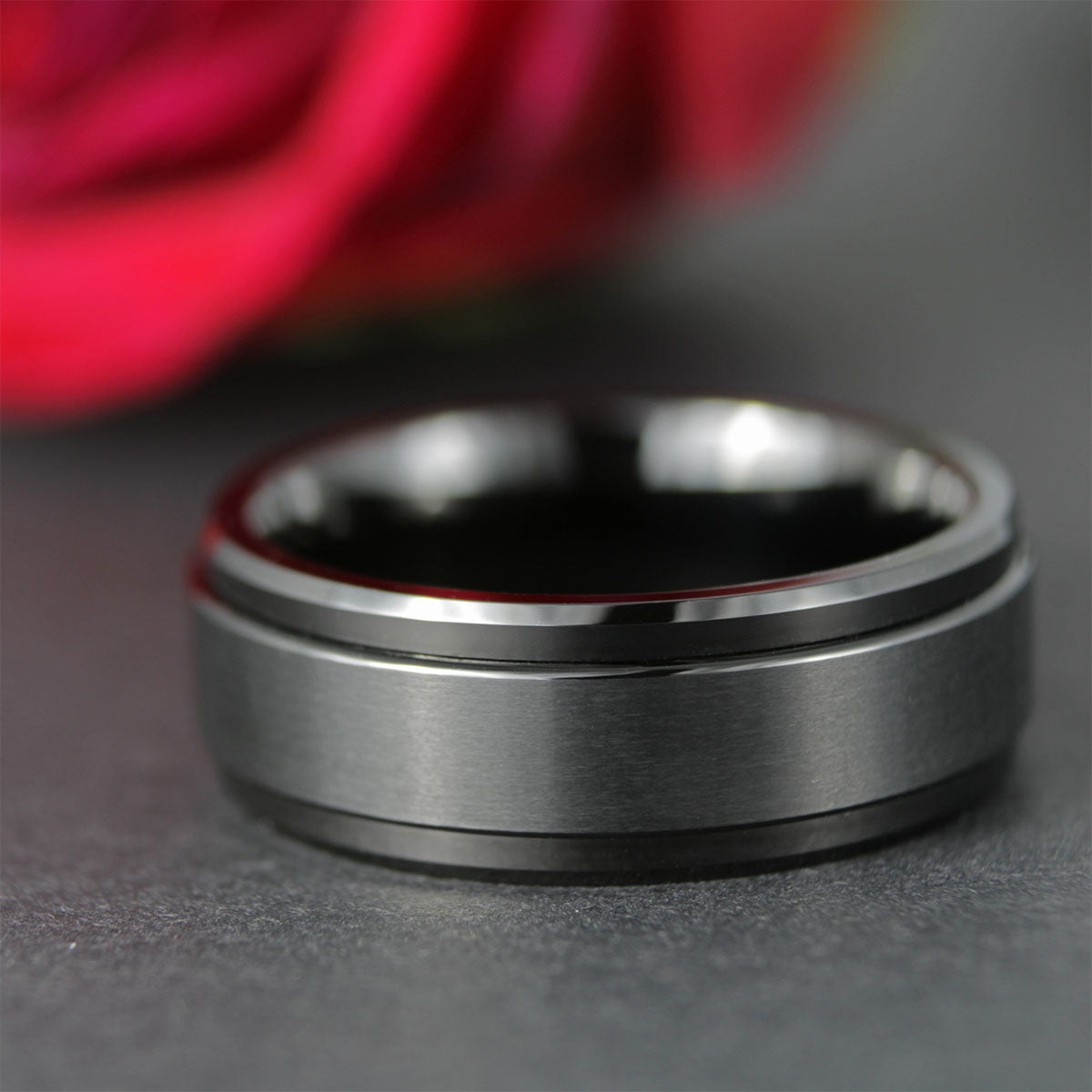 Black tungsten shop spinner ring