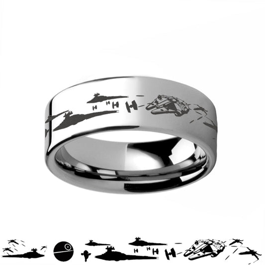 Star Wars Battle Scene Tungsten Wedding Band