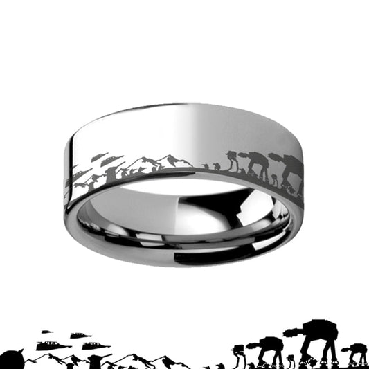 Star Wars Hoth Battle Tungsten Wedding Band