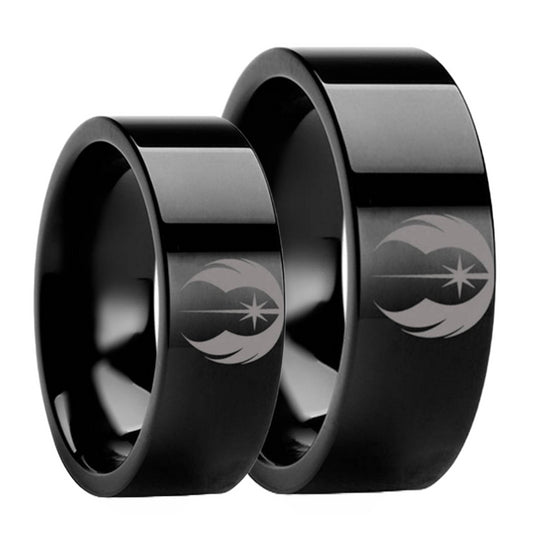 Star Wars Jedi Order Black Tungsten Couple's Matching Wedding Band Set