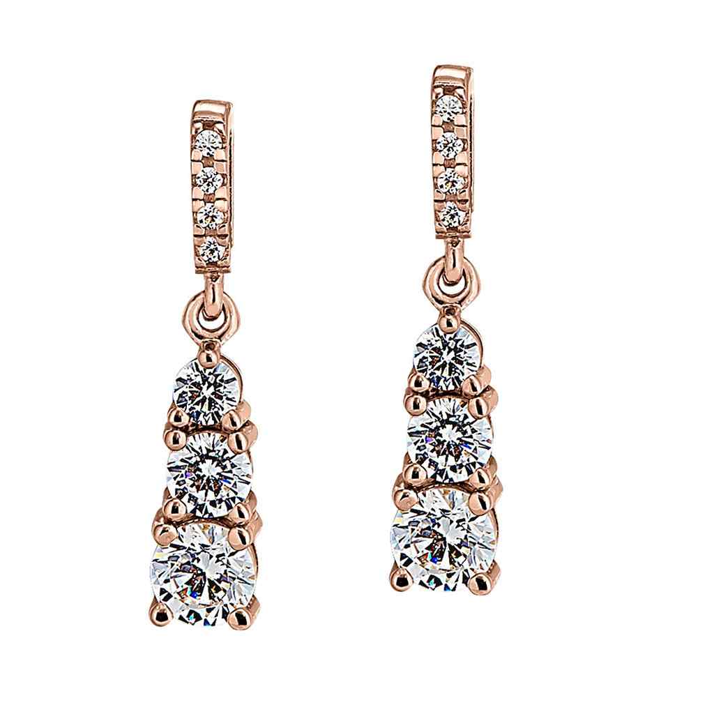 Cushion-shaped stud earrings in 18-carat pink gold plated brass set with  Austrian crystals I MYC-Paris.com