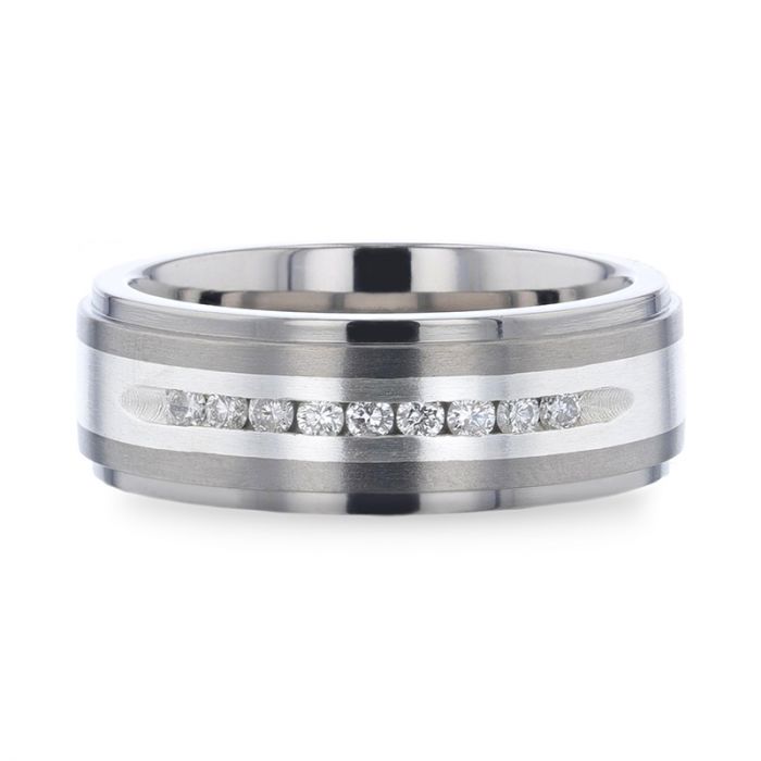 JAMES AVERY Men's Sterling Silver & TITANIUM Tiered 3 Step Band 925 Ring  s.11 | ap-metals