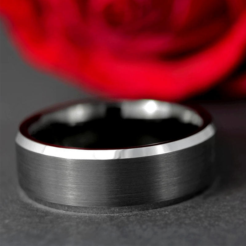 Bague pour homme en titane avec centre noir Bijoutiers Vansweden