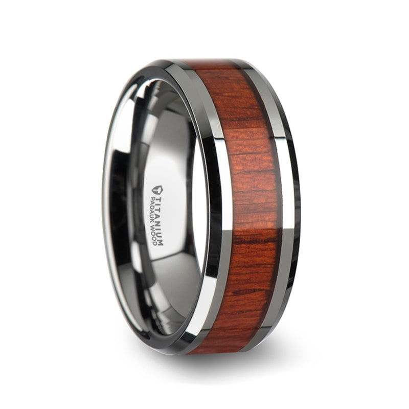 Titanium Men's Ring with Padauk Wood | Vansweden Jewelers