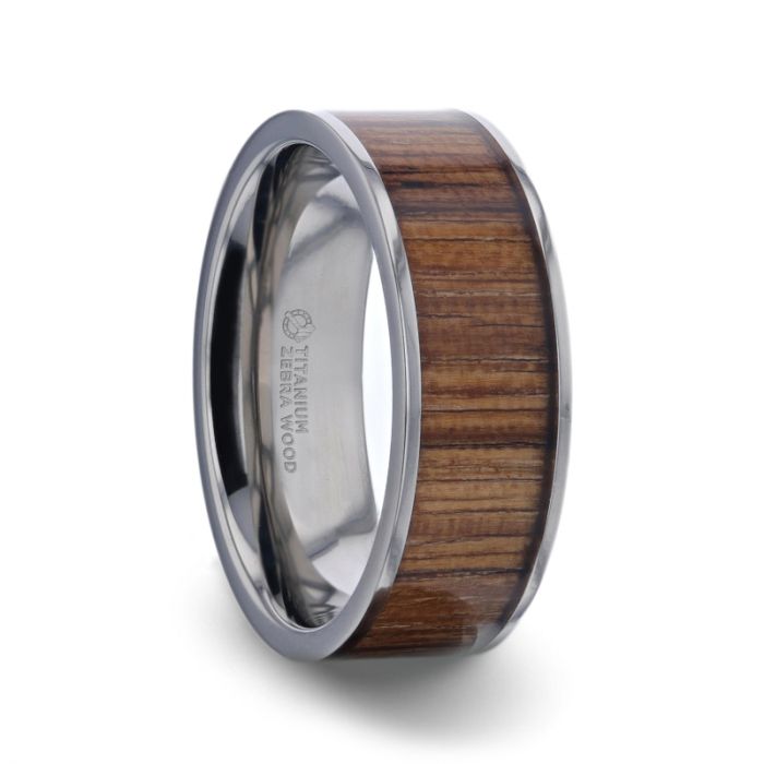 Titanium Men's Ring with Zebra Wood | Vansweden Jewelers