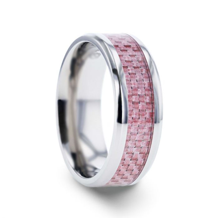 Titanium Ring with Pink Carbon Fiber | Vansweden Jewelers