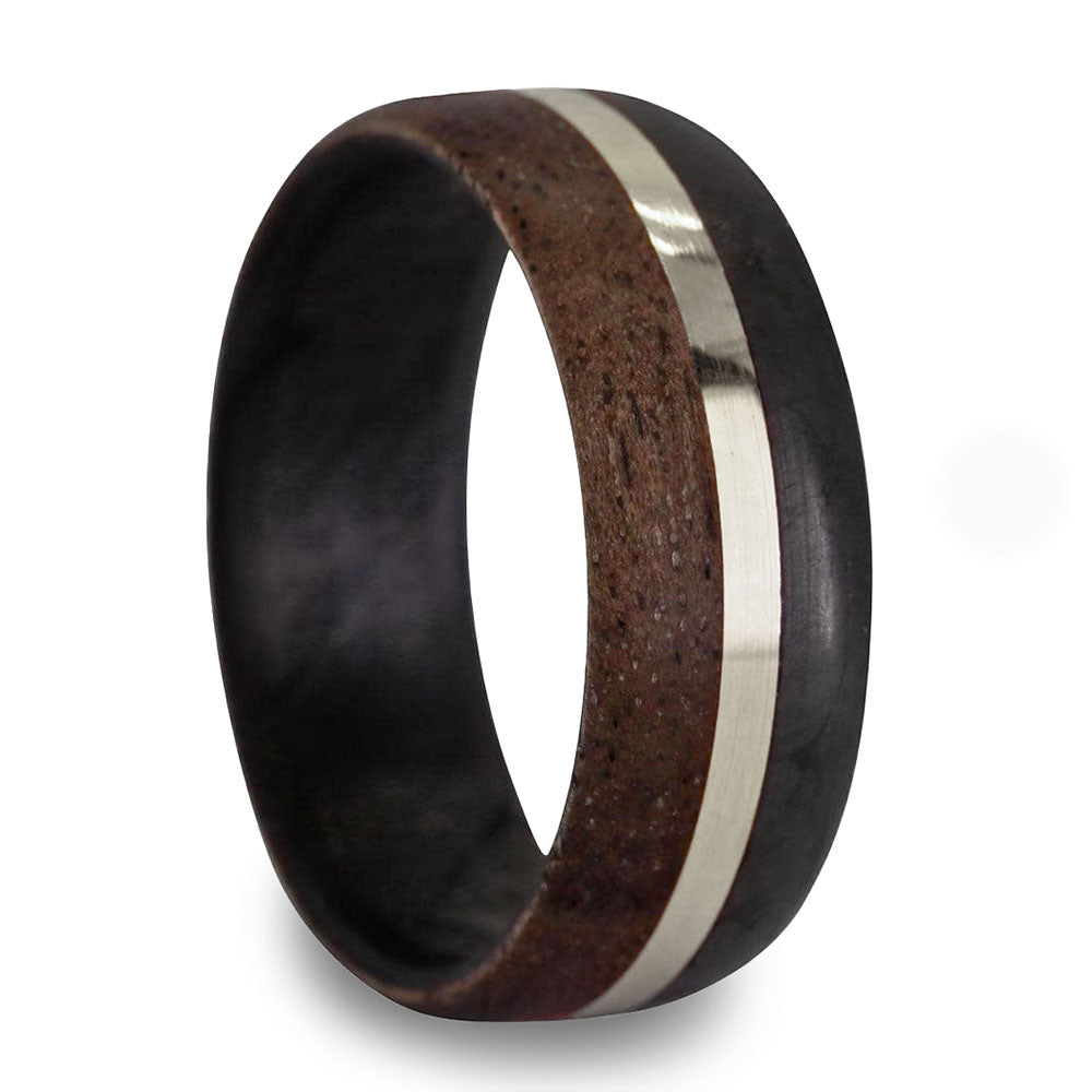 Bague en fibre de carbone pour homme incrust e de bois de noyer et